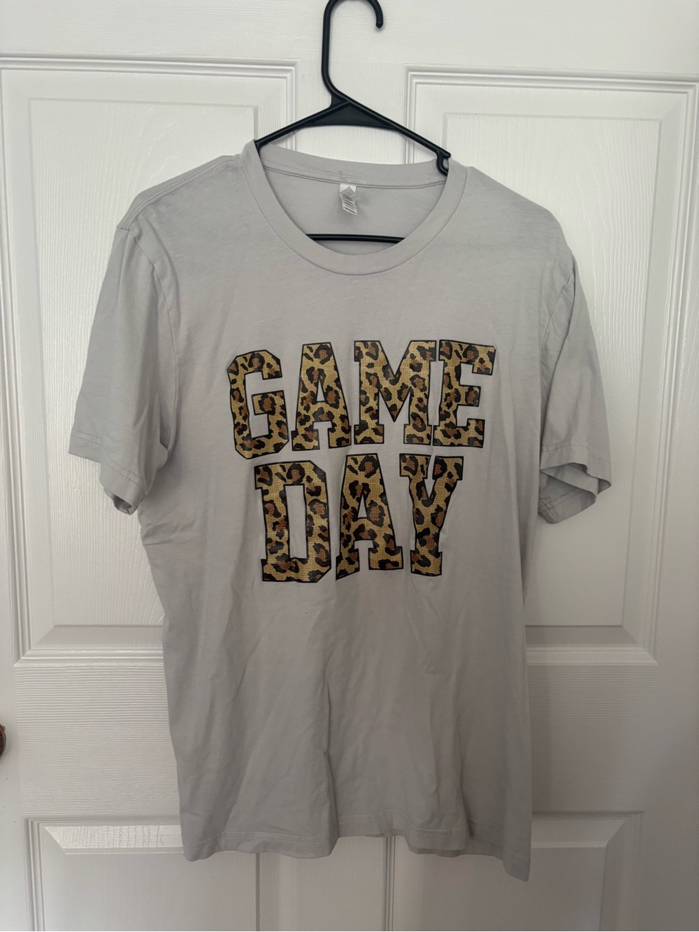 Bella Canvas Light Gray Tee with Leopard GAME DAY Print